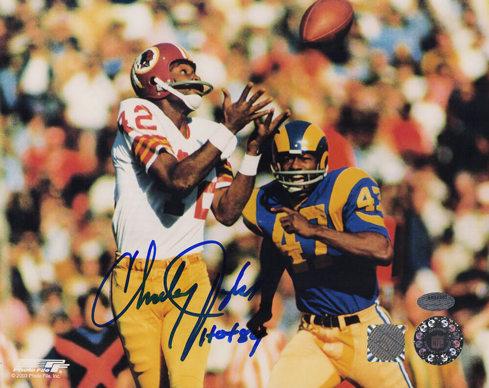 Charley Taylor Signed Washington Football Team Catching Football vs. Rams 8x10 Photo w/HOF'84 - TAY08P323TW - Charley Taylor Signed Washington Football Team Catching Football vs. Rams 8x10 Photo w/HOF'84 product image