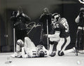 Lawrence Taylor Signed Giants B&W 16x20 over Cunningham - TAY16P300 - Lawrence Taylor Signed Giants B&W 16x20 over Cunningham product image