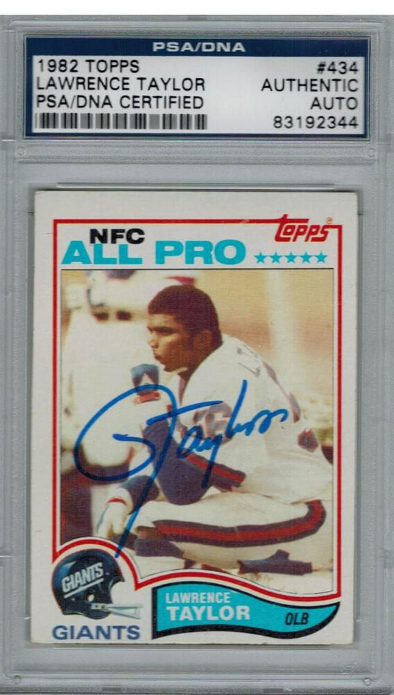 Lawrence Taylor Signed Giants 1982 Topps Rookie Card #434 PSA/DNA - TAYCAR300 - Lawrence Taylor Signed Giants 1982 Topps Rookie Card #434 PSA/DNA product image