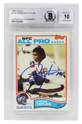 Lawrence Taylor Signed Giants 1982 Topps Rookie Card #434 (Beckett Encapsulated/ Auto Grade 10) - TAYCAR304 - Lawrence Taylor Signed Giants 1982 Topps Rookie Card #434 (Beckett Encapsulated/ Auto Grade 10) product image