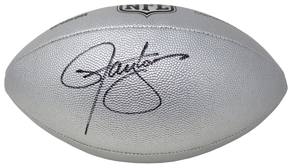 Lawrence Taylor Signed Wilson Duke Silver Metallic NFL Full Size Replica Football - TAYFTB306 - Lawrence Taylor Signed Wilson Duke Silver Metallic NFL Full Size Replica Football product image