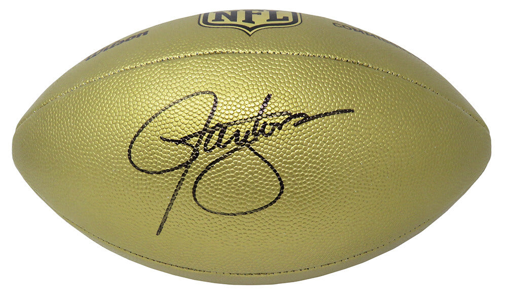 Lawrence Taylor Signed Wilson Duke Gold Metallic NFL Full Size Replica Football - TAYFTB307 - Lawrence Taylor Signed Wilson Duke Gold Metallic NFL Full Size Replica Football product image