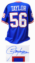 Lawrence Taylor Signed Blue Throwback Custom Football Jersey - TAYJRY302 - Lawrence Taylor Signed Blue Throwback Custom Football Jersey product image