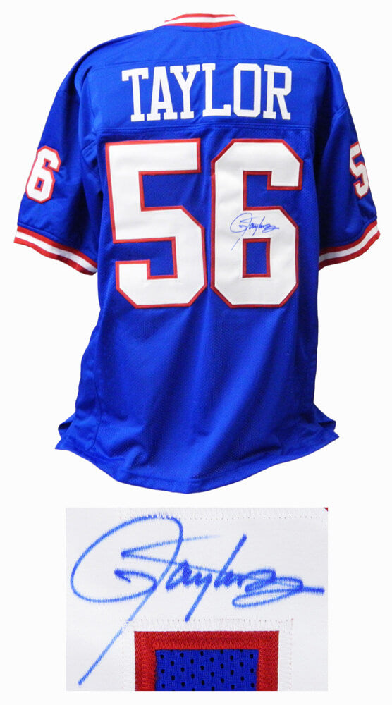 Lawrence Taylor Signed Blue Throwback Custom Football Jersey - TAYJRY302 - Lawrence Taylor Signed Blue Throwback Custom Football Jersey product image