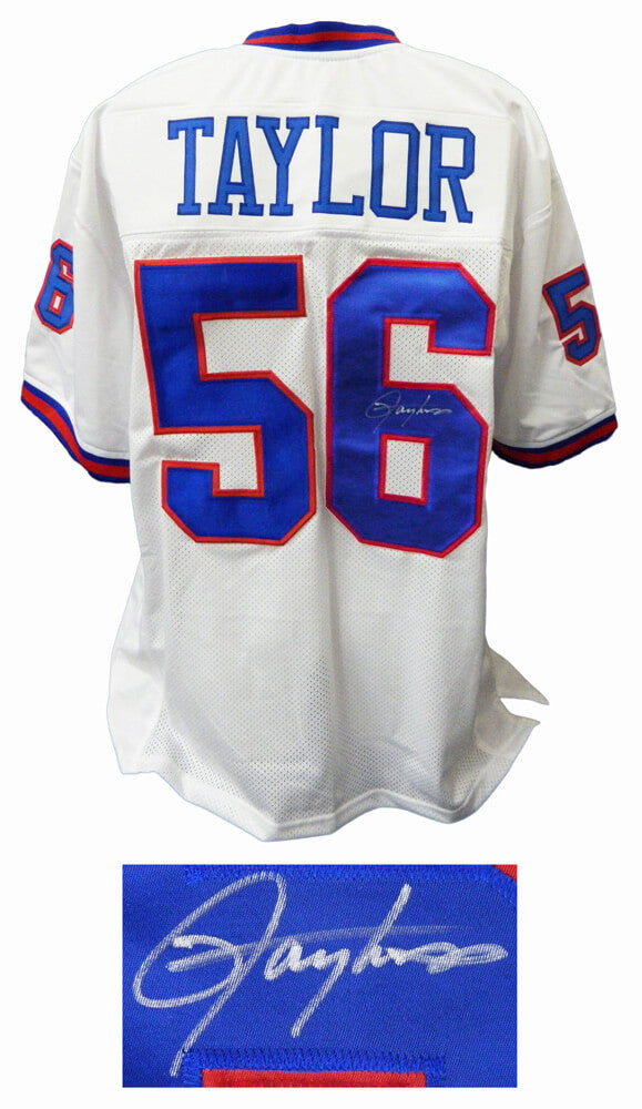 Lawrence Taylor Signed White Throwback Custom Football Jersey - TAYJRY303 - Lawrence Taylor Signed White Throwback Custom Football Jersey product image