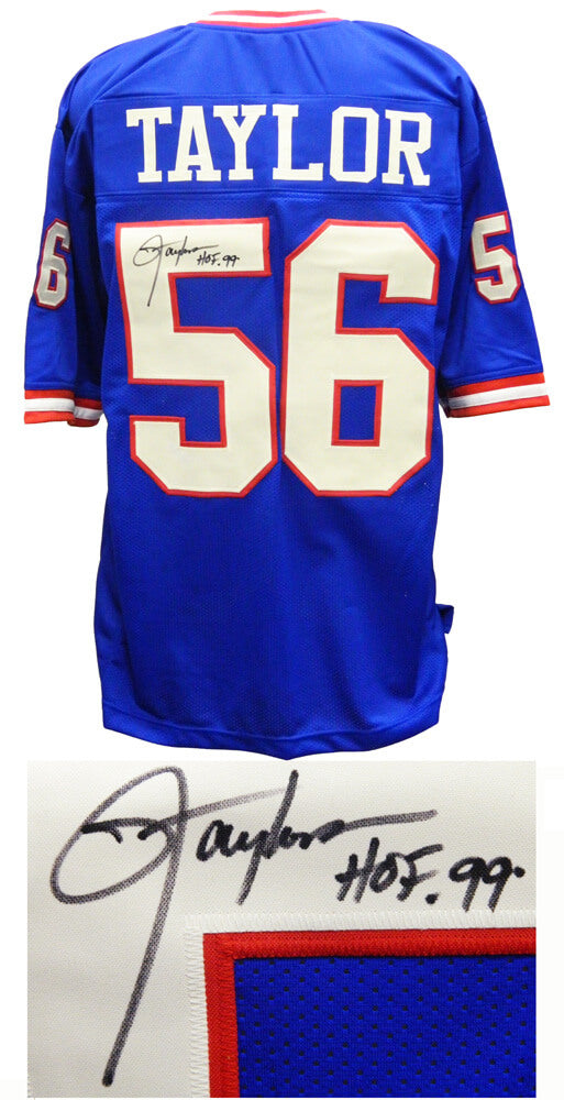 Lawrence Taylor Signed Blue Throwback Custom Football Jersey w/HOF'99 - TAYJRY304 - Lawrence Taylor Signed Blue Throwback Custom Football Jersey w/HOF'99 product image
