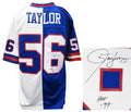 Lawrence Taylor Signed New York Giants Blue & White Mitchell & Ness Split Jersey w/HOF'99 - TAYJRY306 - Lawrence Taylor Signed New York Giants Blue & White Mitchell & Ness Split Jersey w/HOF'99 product image