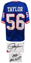 Lawrence Taylor Signed Blue Throwback Custom Football Jersey w/86 MVP - TAYJRY309 - Lawrence Taylor Signed Blue Throwback Custom Football Jersey w/86 MVP product image
