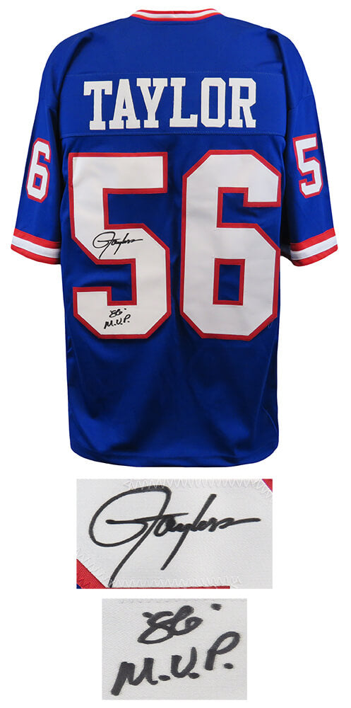 Lawrence Taylor Signed Blue Throwback Custom Football Jersey w/86 MVP - TAYJRY309 - Lawrence Taylor Signed Blue Throwback Custom Football Jersey w/86 MVP product image
