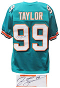 Jason Taylor Signed Teal Custom Football Jersey - TAYJRY330 - Jason Taylor Signed Teal Custom Football Jersey product image