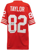John Taylor Signed Red Custom Football Jersey w/3x SB Champs - TAYJRY351 - John Taylor Signed Red Custom Football Jersey w/3x SB Champs product image