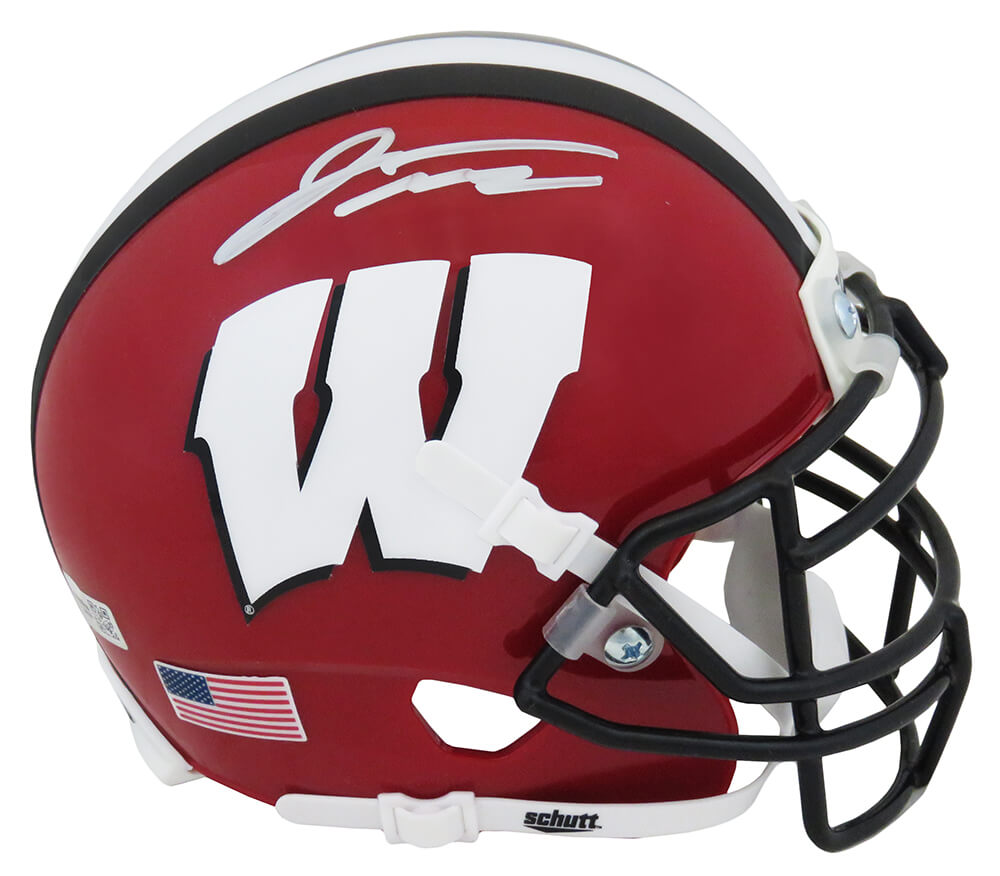 Jonathan Taylor Signed Wisconsin Badgers Red Schutt Mini Helmet (Fanatics) - TAYMIN350 - Jonathan Taylor Signed Wisconsin Badgers Red Schutt Mini Helmet (Fanatics) product image