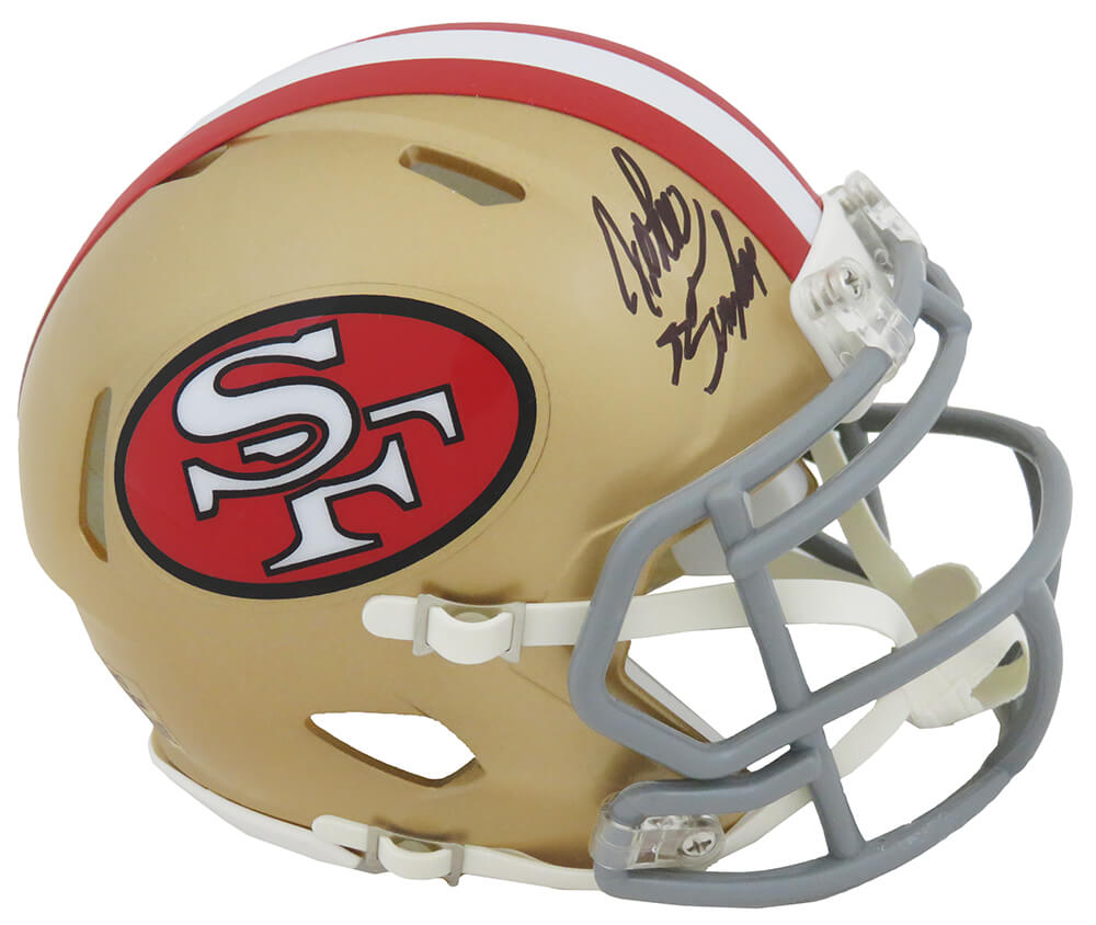 John Taylor Signed San Francisco 49ers Throwback Riddell Speed Mini Helmet - TAYMIN360 - John Taylor Signed San Francisco 49ers Throwback Riddell Speed Mini Helmet product image