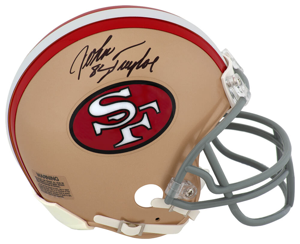 John Taylor Signed San Francisco 49ers Throwback Riddell (VSR4) Mini Helmet - TAYMIN363 - John Taylor Signed San Francisco 49ers Throwback Riddell (VSR4) Mini Helmet product image