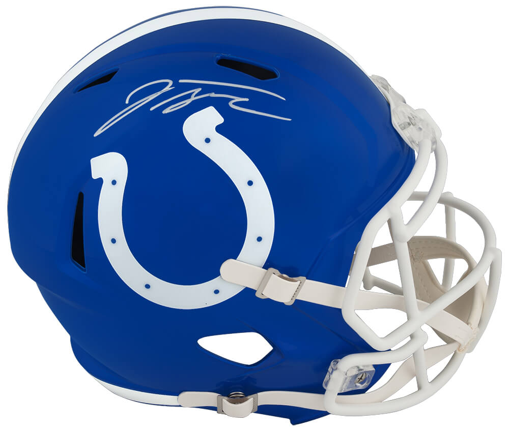 Jonathan Taylor Signed Indianapolis Colts FLASH Riddell Full Size Speed Replica Helmet - (Fanatics) - TAYREP351 - Jonathan Taylor Signed Indianapolis Colts FLASH Riddell Full Size Speed Replica Helmet - (Fanatics) product image