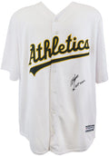 Miguel Tejada Signed Oakland A's White Majestic Replica Baseball Jersey w/AL MVP 2002 - TEJJRY101 - Miguel Tejada Signed Oakland A's White Majestic Replica Baseball Jersey w/AL MVP 2002 product image