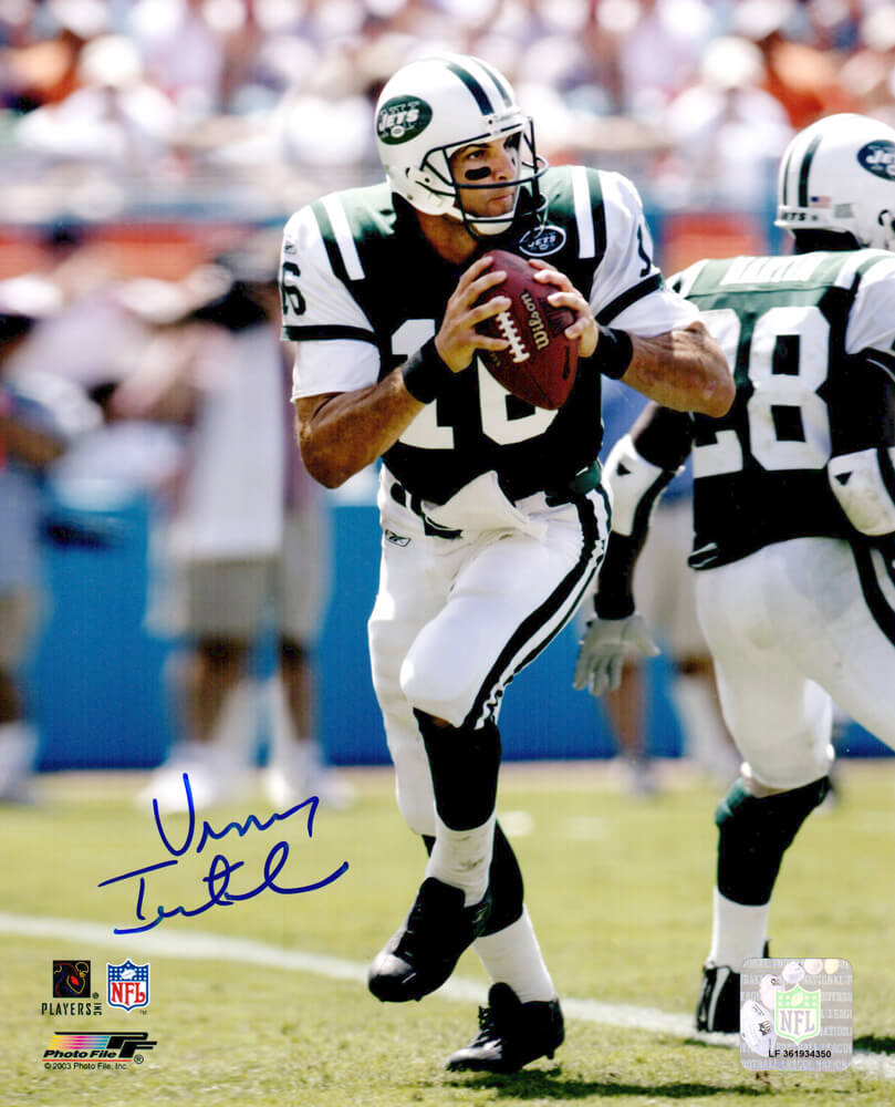 Vinny Testaverde Signed Jets Drop Back 8x10 Photo - TES08P301 - Vinny Testaverde Signed Jets Drop Back 8x10 Photo product image
