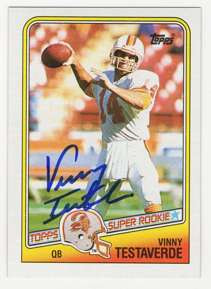 Vinny Testaverde Signed Tampa Bay Buccaneers 1988 Topps Football Rookie Card #352 - TESCAR302 - Vinny Testaverde Signed Tampa Bay Buccaneers 1988 Topps Football Rookie Card #352 product image