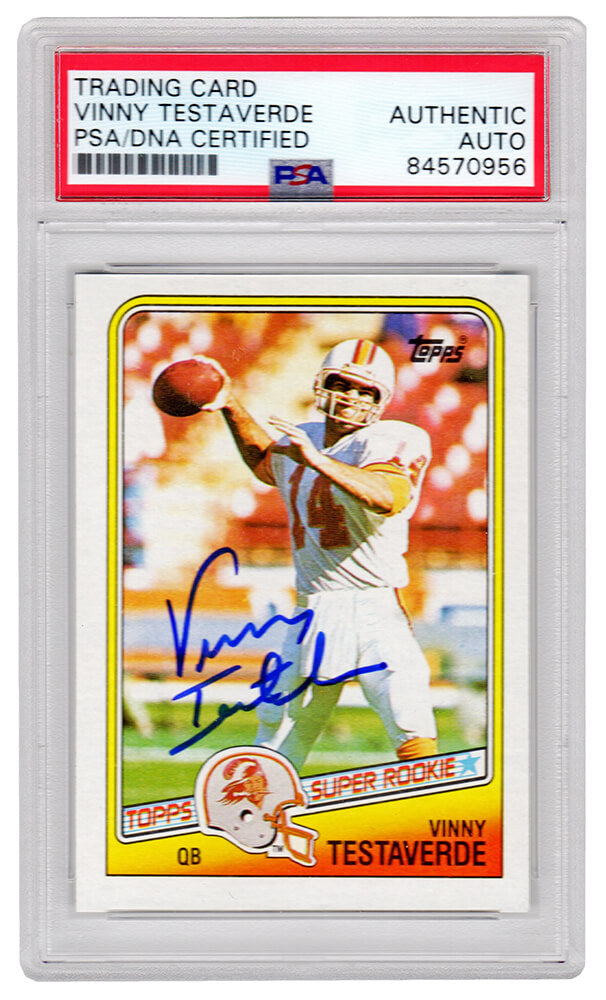 Vinny Testaverde Signed Buccaneers 1988 Topps Rookie Card #352 - (PSA Encapsulated) - TESCAR303 - Vinny Testaverde Signed Buccaneers 1988 Topps Rookie Card #352 - (PSA Encapsulated) product image