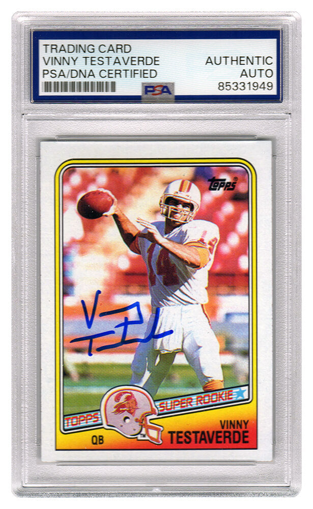 Vinny Testaverde Signed Buccaneers 1988 Topps Rookie Football Card #352 - (PSA/DNA Encapsulated) - TESCAR304 - Vinny Testaverde Signed Buccaneers 1988 Topps Rookie Football Card #352 - (PSA/DNA Encapsulated) product image