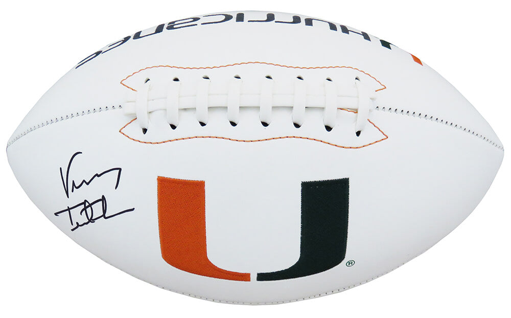 Vinny Testaverde Signed Miami Hurricanes White Logo Football - TESFTB303 - Vinny Testaverde Signed Miami Hurricanes White Logo Football product image