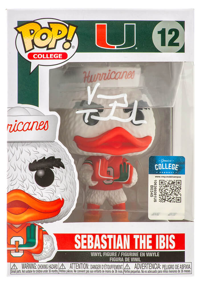 Vinny Testaverde Signed Miami Hurricanes NCAA 'Sebastian The Ibis' Mascot Funko Pop Doll #12 - TESFUN301 - Vinny Testaverde Signed Miami Hurricanes NCAA 'Sebastian The Ibis' Mascot Funko Pop Doll #12 product image
