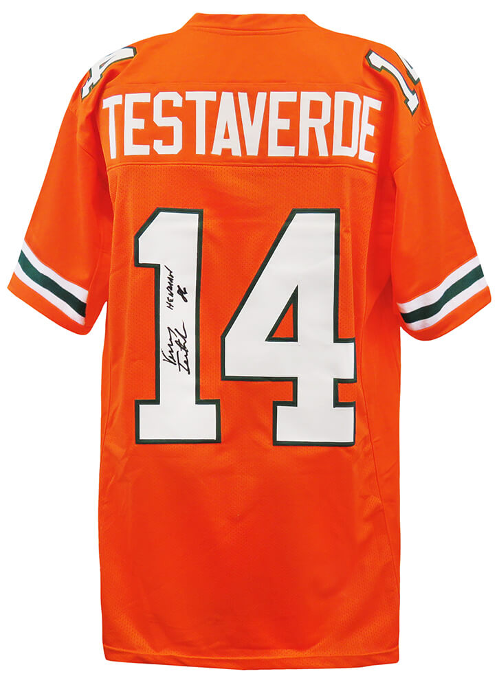 Vinny Testaverde Signed Custom Orange Throwback Jersey w/Heisman'86 - TESJRY300 - Vinny Testaverde Signed Custom Orange Throwback Jersey w/Heisman'86 product image