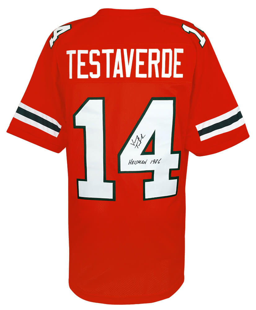 Vinny Testaverde Signed Orange Throwback Custom College Football Jersey w/Heisman 1986 - TESJRY305 - Vinny Testaverde Signed Orange Throwback Custom College Football Jersey w/Heisman 1986 product image