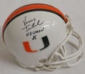 Vinny Testaverde Signed Miami Hurricanes Riddell Mini Helmet w/Heisman 86 - TESMIN300 - Vinny Testaverde Signed Miami Hurricanes Riddell Mini Helmet w/Heisman 86 product image