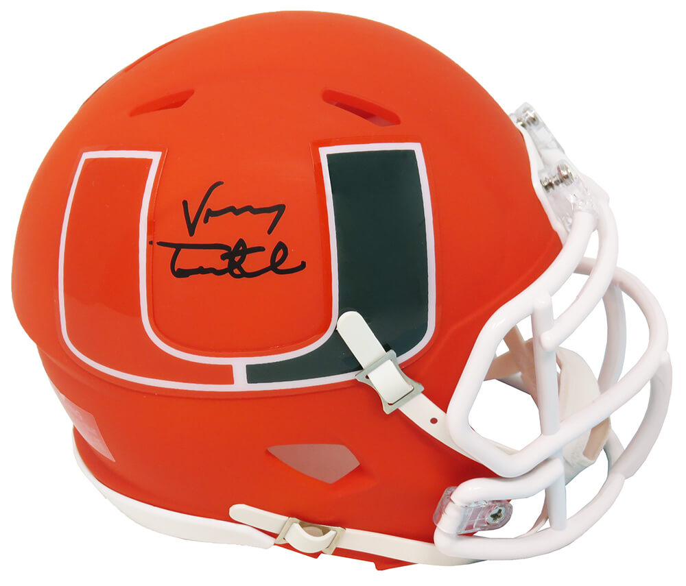 Vinny Testaverde Signed Miami Hurricanes Riddell Mini Helmet - TESMIN303 - Vinny Testaverde Signed Miami Hurricanes Riddell Mini Helmet product image