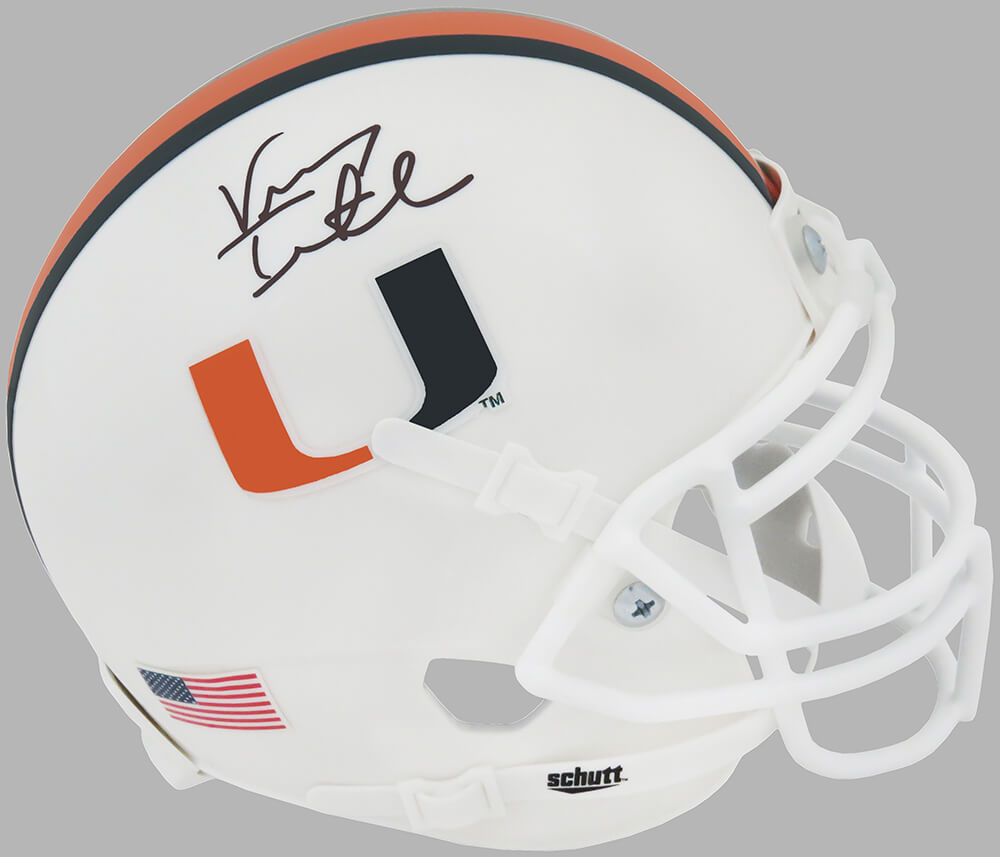 Vinny Testaverde Signed Miami Hurricanes White Schutt Mini Helmet - TESMIN309 - Vinny Testaverde Signed Miami Hurricanes White Schutt Mini Helmet product image