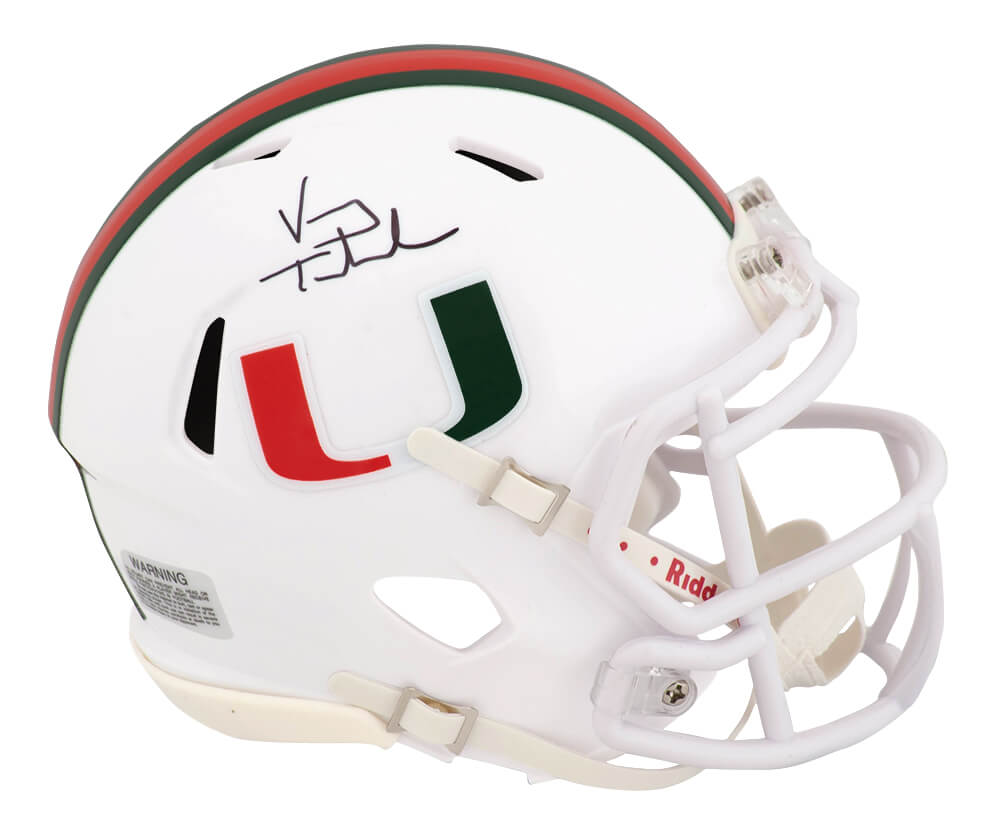 Vinny Testaverde Signed Miami Hurricanes White Riddell Speed Mini Helmet - TESMIN312 - Vinny Testaverde Signed Miami Hurricanes White Riddell Speed Mini Helmet product image