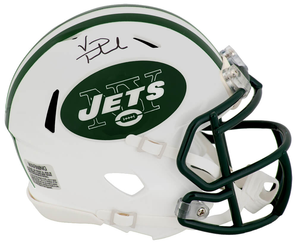 Vinny Testaverde Signed New York Jets White Throwback Riddell Speed Mini Helmet - TESMIN313 - Vinny Testaverde Signed New York Jets White Throwback Riddell Speed Mini Helmet product image