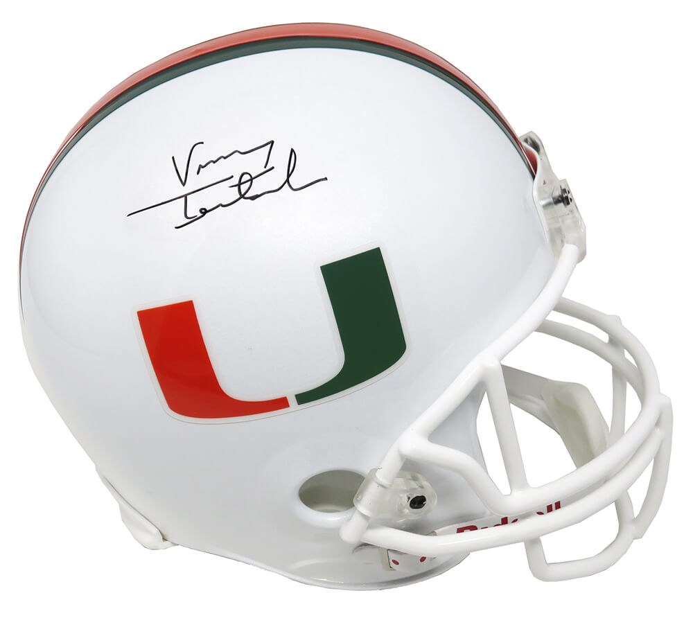 Vinny Testaverde Signed Miami Hurricanes Riddell Full Size Replica Helmet - TESREP300 - Vinny Testaverde Signed Miami Hurricanes Riddell Full Size Replica Helmet product image