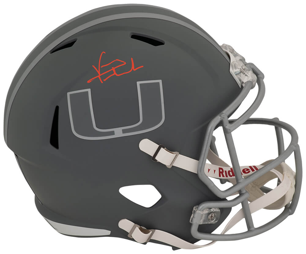 Vinny Testaverde Signed Miami Hurricanes SLATE Riddell Full Size Speed Replica Helmet - TESREP323 - Vinny Testaverde Signed Miami Hurricanes SLATE Riddell Full Size Speed Replica Helmet product image