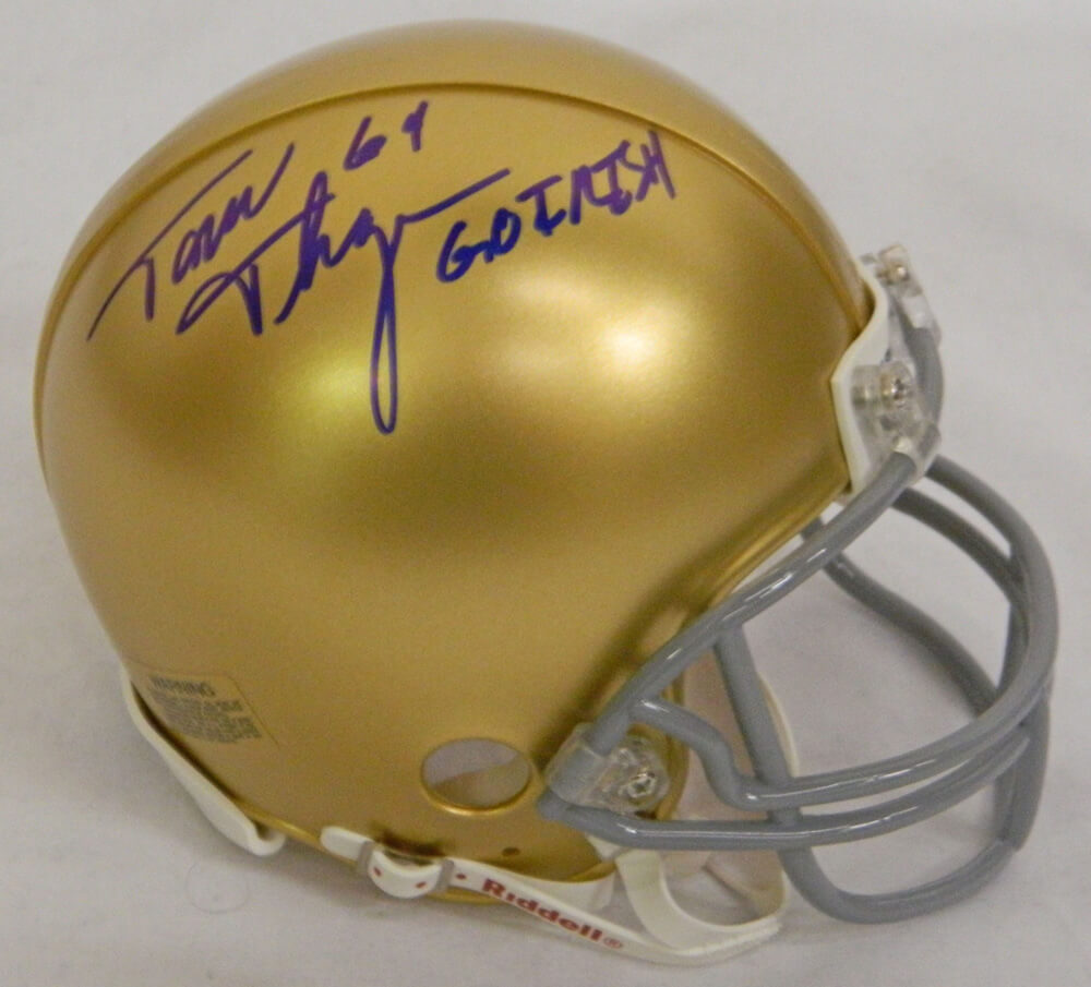 Tom Thayer Signed Notre Dame Riddell Replica Mini Helmet w/Go Irish - THAMIN301 - Tom Thayer Signed Notre Dame Riddell Replica Mini Helmet w/Go Irish product image