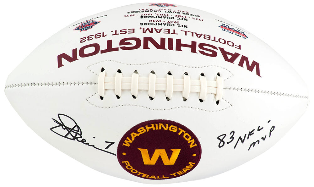 Joe Theismann Signed Washington Football Team Rawlings White Football w/83 MVP - THEFTB304 - Joe Theismann Signed Washington Football Team Rawlings White Football w/83 MVP product image