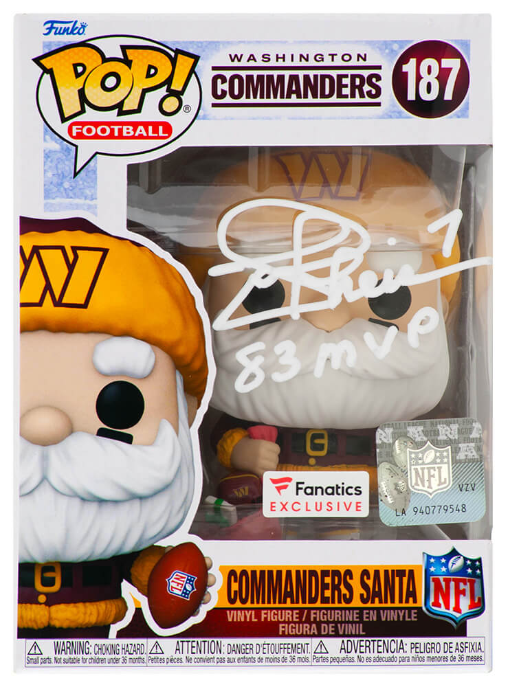 Joe Theismann Signed Washington Commanders SANTA Funko Pop Doll #187 w/83 MVP - THEFUN300 - Joe Theismann Signed Washington Commanders SANTA Funko Pop Doll #187 w/83 MVP product image