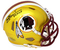 Joe Theismann Signed Washington Redskins Blaze Throwback Riddell Speed Mini Helmet w/83 MVP - THEMIN301 - Joe Theismann Signed Washington Redskins Blaze Throwback Riddell Speed Mini Helmet w/83 MVP product image