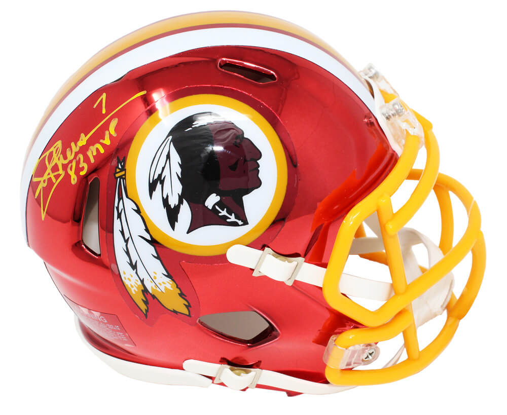 Joe Theismann Signed Washington Redskins Chrome Throwback Speed Riddell Mini Helmet w/83 MVP - THEMIN302 - Joe Theismann Signed Washington Redskins Chrome Throwback Speed Riddell Mini Helmet w/83 MVP product image