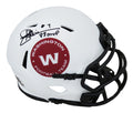Joe Theismann Signed Washington Football Team Lunar Eclipse White Matte Riddell Speed Mini Helmet w/83 MVP - THEMIN308 - Joe Theismann Signed Washington Football Team Lunar Eclipse White Matte Riddell Speed Mini Helmet w/83 MVP product image