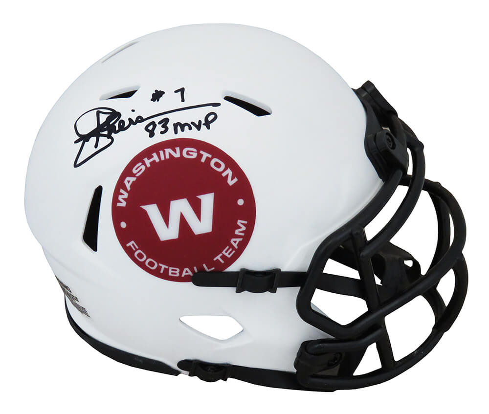 Joe Theismann Signed Washington Football Team Lunar Eclipse White Matte Riddell Speed Mini Helmet w/83 MVP - THEMIN308 - Joe Theismann Signed Washington Football Team Lunar Eclipse White Matte Riddell Speed Mini Helmet w/83 MVP product image