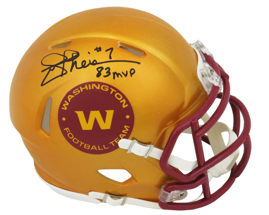 Joe Theismann Signed Washington Football Team FLASH Riddell Speed Mini Helmet w/83 MVP - THEMIN309 - Joe Theismann Signed Washington Football Team FLASH Riddell Speed Mini Helmet w/83 MVP product image