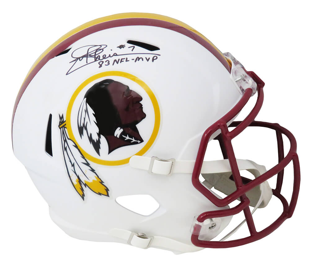 Joe Theismann Signed Washington Redskins Flat White Matte Riddell Full Size Speed Replica Helmet w/83 NFL MVP - THEREP303 - Joe Theismann Signed Washington Redskins Flat White Matte Riddell Full Size Speed Replica Helmet w/83 NFL MVP product image
