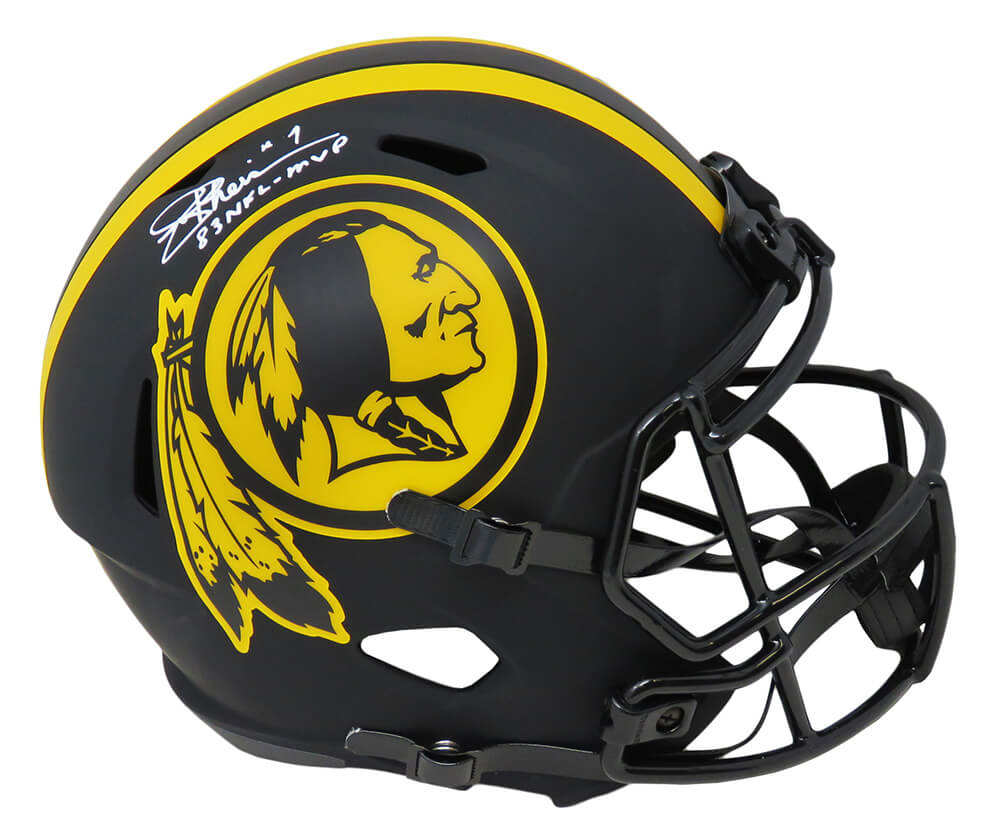 Joe Theismann Signed Washington Redskins Eclipse Black Matte Riddell Full Size Speed Replica Helmet w/83 NFL MVP - THEREP304 - Joe Theismann Signed Washington Redskins Eclipse Black Matte Riddell Full Size Speed Replica Helmet w/83 NFL MVP product image