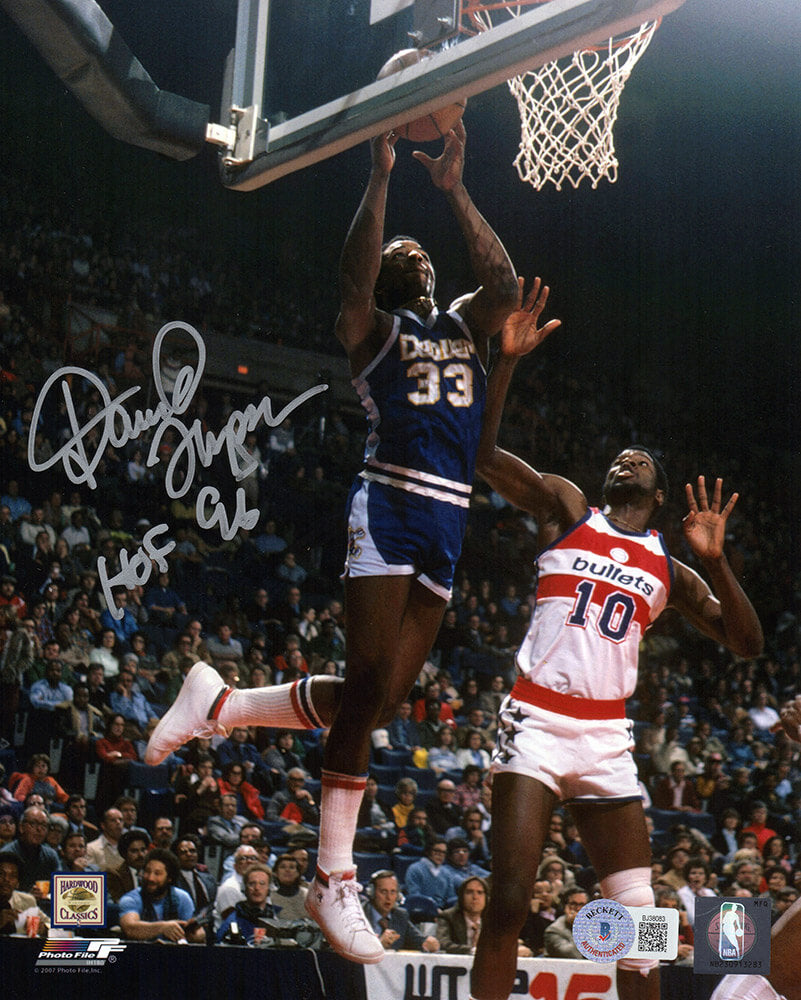 David Thompson Signed Denver Nuggets Dunk vs Bullets 8x10 Photo w/HOF'96 - (Beckett) - THO08P202 - David Thompson Signed Denver Nuggets Dunk vs Bullets 8x10 Photo w/HOF'96 - (Beckett) product image