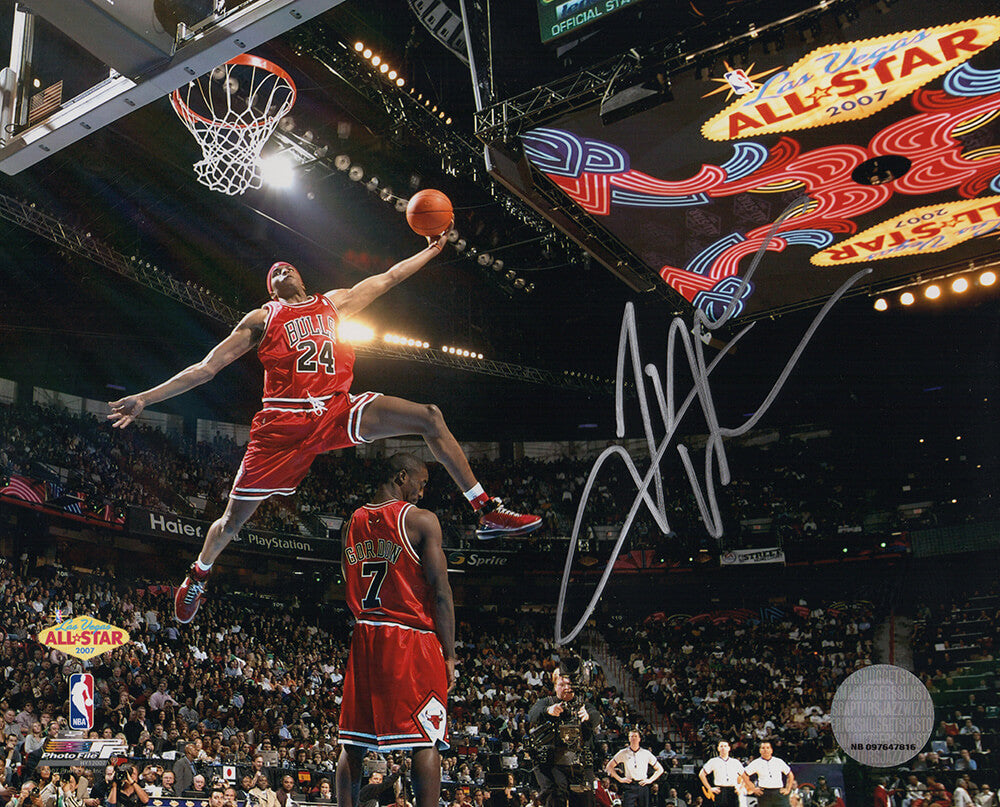 Tyrus Thomas Signed Chicago Bulls 2007 All Star Game Dunk Contest Jumping Over Teammate 8x10 Photo - THO08P220 - Tyrus Thomas Signed Chicago Bulls 2007 All Star Game Dunk Contest Jumping Over Teammate 8x10 Photo product image