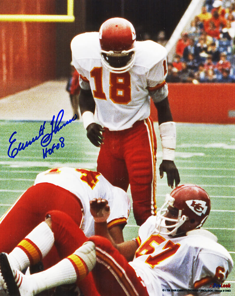 Emmitt Thomas Signed Kansas City Chiefs Action 8x10 Photo w/HOF'08 - THO08P330 - Emmitt Thomas Signed Kansas City Chiefs Action 8x10 Photo w/HOF'08 product image