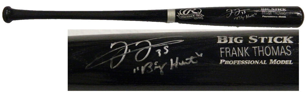 Frank Thomas Signed Rawlings Name-Engraved Black Big Stick Bat w/Big Hurt - THOBAT100 - Frank Thomas Signed Rawlings Name-Engraved Black Big Stick Bat w/Big Hurt product image