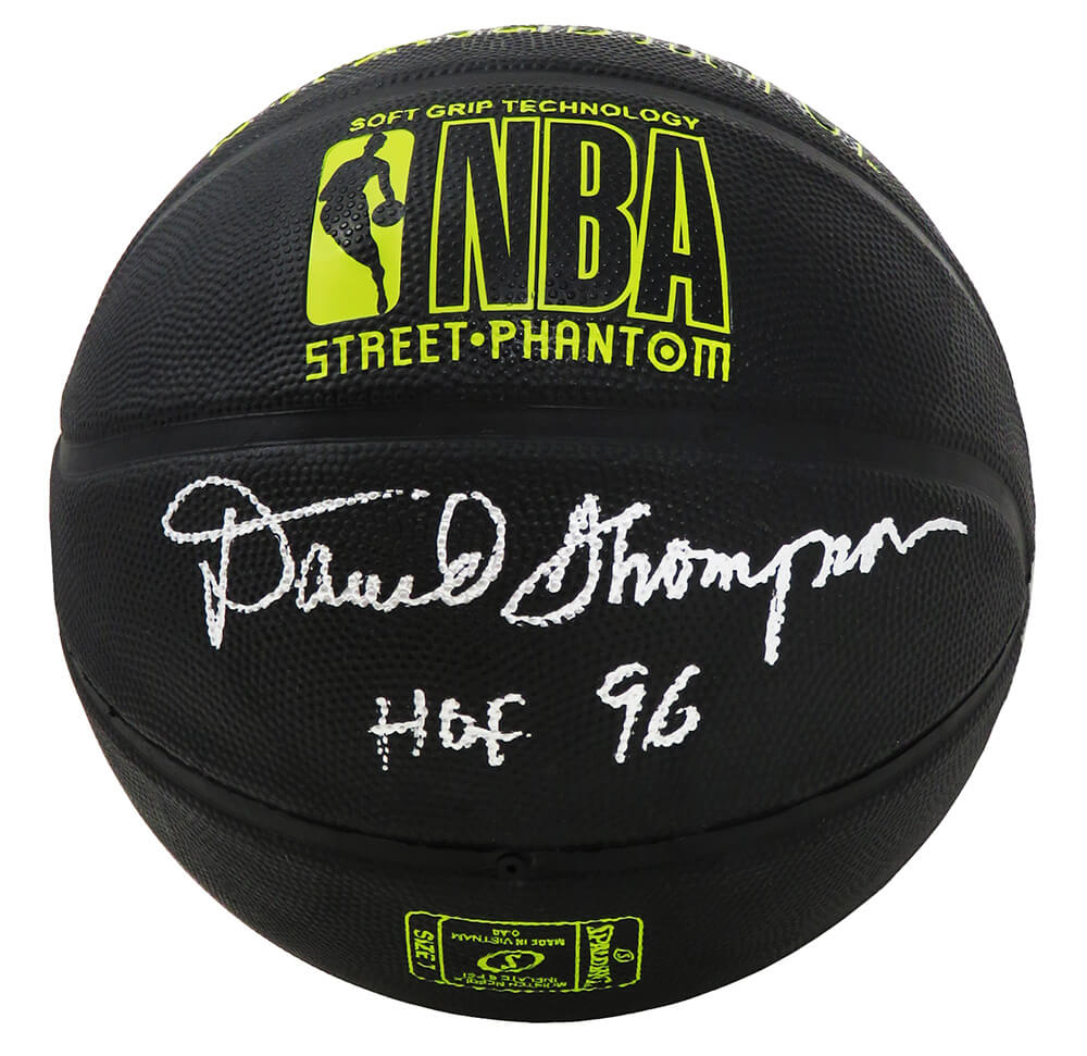 David Thompson Signed Spalding Phantom Black With Yellow Lettering NBA Basketball w/HOF'96 - THOBSK241 - David Thompson Signed Spalding Phantom Black With Yellow Lettering NBA Basketball w/HOF'96 product image